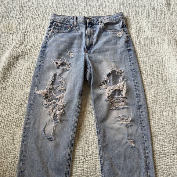 Zara The Pepper Mom Distressed Blue Jeans Size 6 - Picture 5 of 9